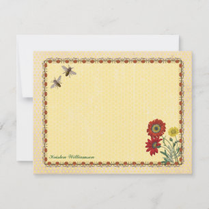 Cartões de Nota Personalizados de Bee Doce
