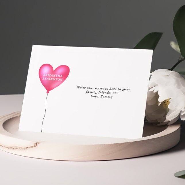 Cartões de Nota Personalizados de Coração Rosa (Criador carregado)