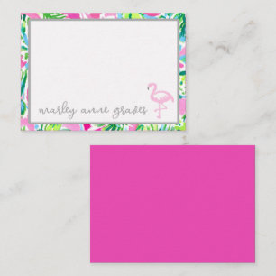 Cartões de Nota Personalizados Flamingo Coloridos