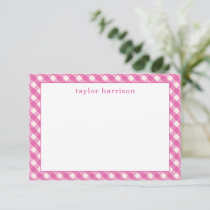 Cartões de Nota Personalizados Gingham Brilhantes