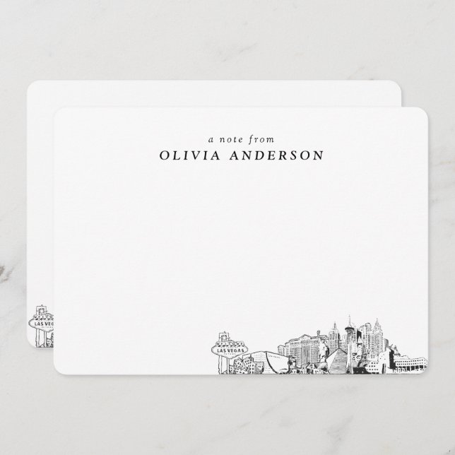 Cartões de Nota Personalizados Skyline em Las Vega (Frente/Verso)