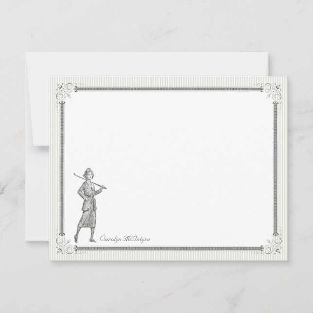 Cartões de Nota Plana Personalizados de Golf Vinta (Frente)