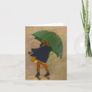 Cartões de nota retros do vazio do guarda-chuva d