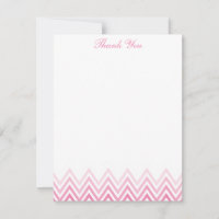 Cartões de Nota Rosa Chic Ombre Chevrons
