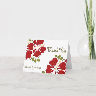 Cartões de Notas de Agradecimento Hibisco Vermelho