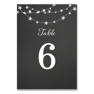 Cartões de Número da Tabela de Casamento das Luzes