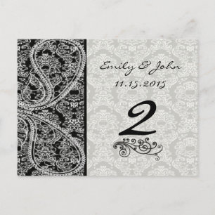 Cartões de Número da Tabela do Casamento tema dama