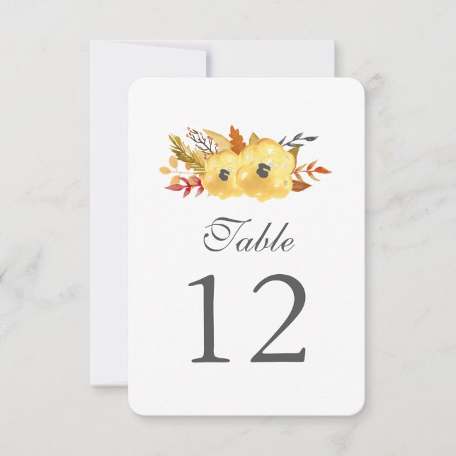 Cartões de Número de Mesa com Flores em Aquarela (Frente)