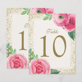Cartões de Número de Mesa com Rosas em Aquarela