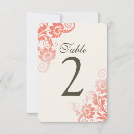 Cartões de Número de Mesa Coral Ombre Personalizáv
