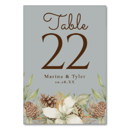 Cartões de Número de Mesa de Casamento Cinza Pinhe