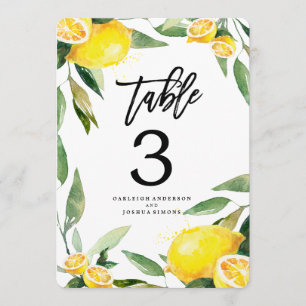 Cartões de Número de Mesa de Casamento com Aquarel