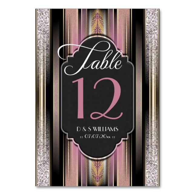 Cartões de Número de Mesa de Casamento com Diamant (Frente)