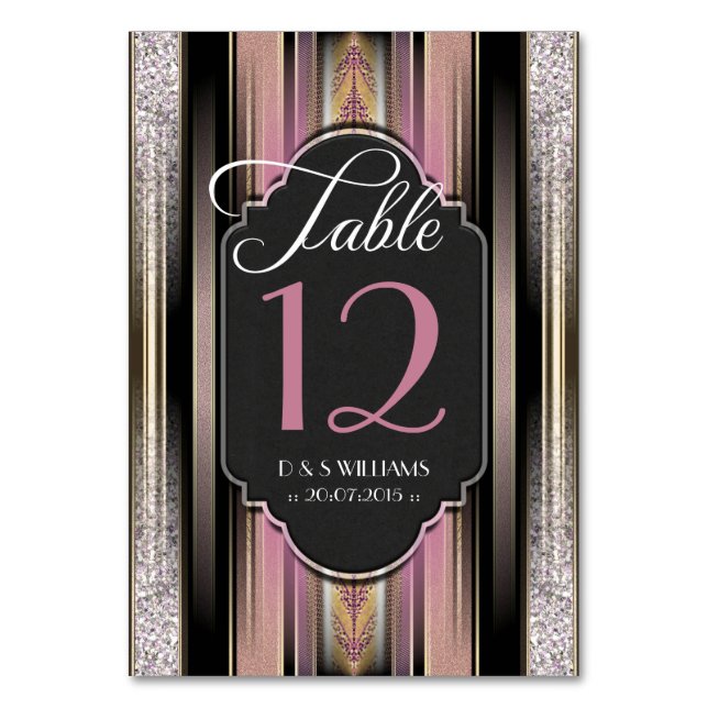 Cartões de Número de Mesa de Casamento com Diamant (Frente)