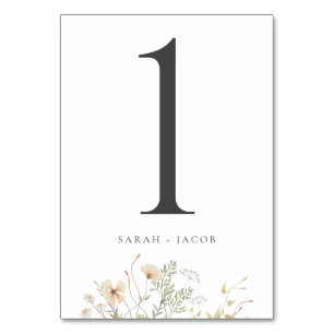 Cartões de Número de Mesa de Casamento com Flor Si