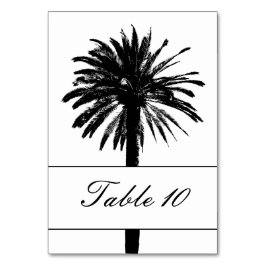 Cartões de número de mesa de casamento com palmeir