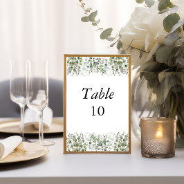 Cartões de Número de Mesa de Casamento com Verde d