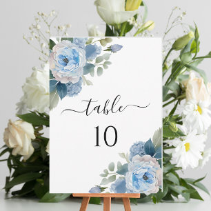 Cartões de Número de Mesa de Casamento Florais Azu