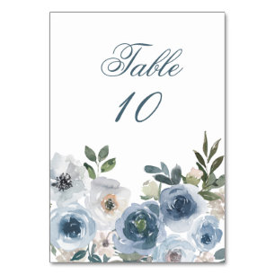 Cartões de Número de Mesa de Casamento Florais Azu