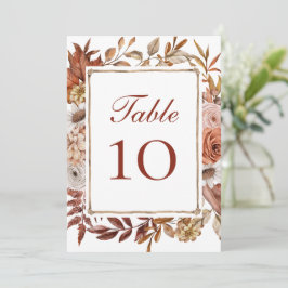 Cartões de Número de Mesa de Casamento Floral Boho