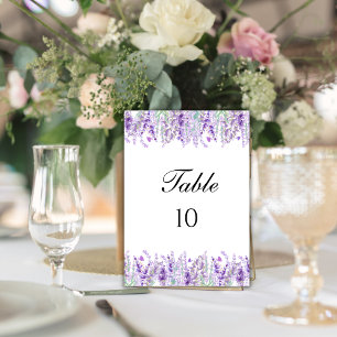 Cartões de Número de Mesa de Casamento Floral Roxo