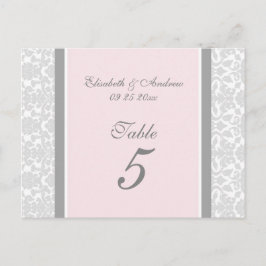 Cartões de Número de Mesa de Casamento Rosa Cinza