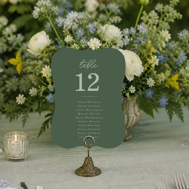 Cartões de Número de Mesa de Casamento Verde Flore (Criador carregado)