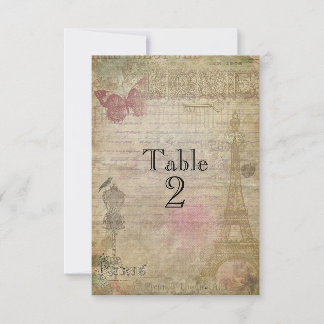 Cartões de Número de Mesa de Casamento Vintage Par (Frente)
