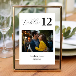 Cartões de Número de Mesa de Fotos de Casamento Te