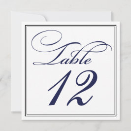 Cartões de Número de Mesa Elegantes Azul Marinho e