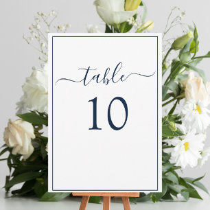 Cartões de Número de Mesa Elegantes Formais Azul M