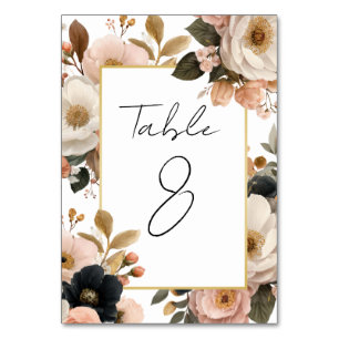 Cartões de Número de Mesa Florais Personalizáveis