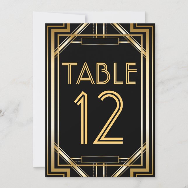 Cartões de Número de Mesa Great Gatsby Art Déco (Frente)