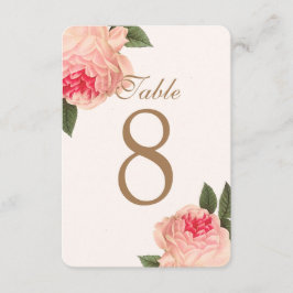 Cartões de Número de Mesa Peônia Coral Personalizá