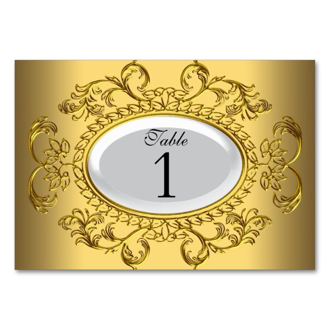 Cartões de Número de Mesa Royal Branco Dourado (Frente)