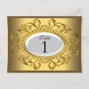 Cartões de Número de Mesa Royal Branco Dourado