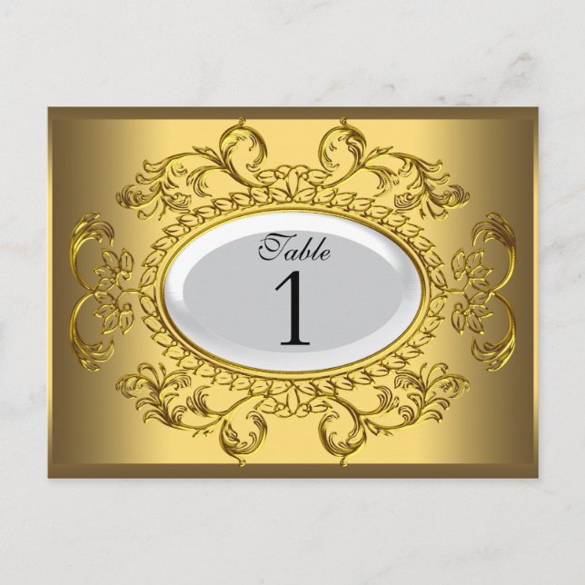 Cartões de Número de Mesa Royal Branco Dourado (Frente)