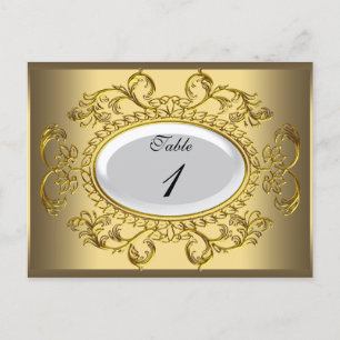 Cartões de Número de Mesa Royal Branco Dourado