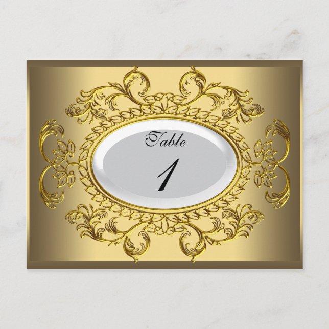 Cartões de Número de Mesa Royal Branco Dourado (Frente)