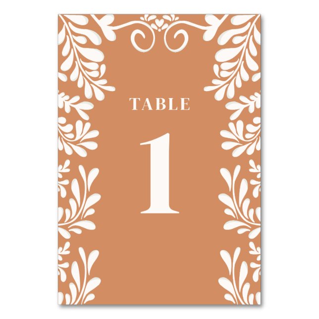 Cartões de Número de Mesa Talavera para Casamento  (Frente)