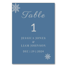 Cartões de Número de Tabela de Casamento Azul com