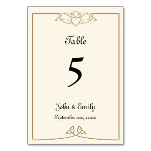 Cartões de Número de Tabela de Casamento Céltico