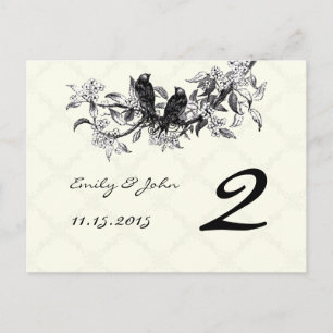 Cartões de Número de Tabela de Casamento de Aves V