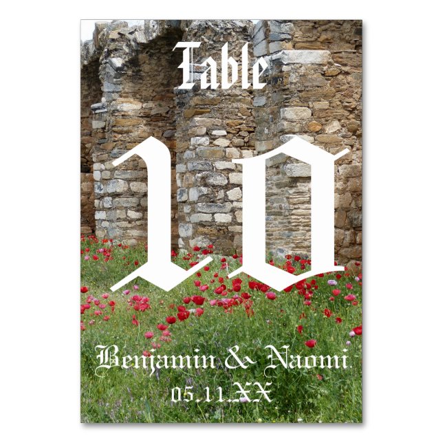 Cartões de Número de Tabela de Casamento de Castel (Frente)