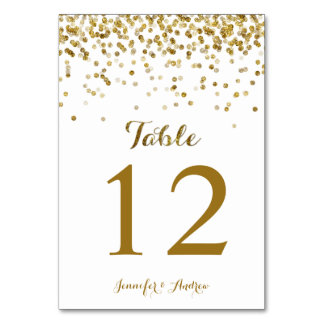 Cartões de Número de Tabela de Casamento de Confet