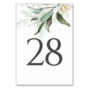 Cartões de Número de Tabela de Casamento Verde e D