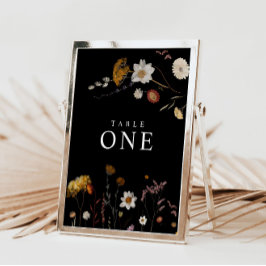 Cartões de Número de Tabela de Flor Selvagem Preta
