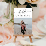 Cartões de Número de Tabela de Fotos de Casamento<br><div class="desc">Ajude todos a encontrar seu lugar com esta divertida e única ideia temática de viagem para números de mesa! Em vez de usar números tradicionais, você pode exibir locais para os quais viajou e, em seguida, nomear a mesa com esse destino! Este design apresenta uma fonte elegante de script de...</div>