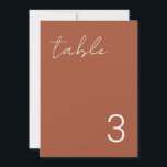 Cartões de Número de Tabela Terracotta Minimalista<br><div class="desc">Design moderno e elegante imprimiu Cartões de números de tabela de atalhos simples e deliciosos minimalistas que podem ser personalizados com seu texto e adicionar cada placa de número de tabela ao seu carrinho, um por um. Veja a Design de Arte Gráfica para outros produtos que combinam com este design!...</div>