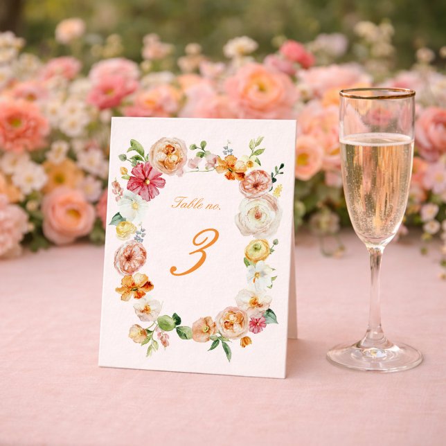 Cartões de Números de Mesa de Casamento Florais Ra (Criador carregado)